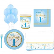 ilk yaşım 1 yaş  erkek 8 Kişilik 6 Parça Doğum Günü Seti malzemeleri