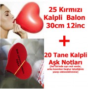 Kalpli Kırmızı Balon Sevgiliye Kalp Notları HEDİYE ucuz uçan