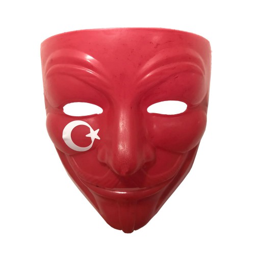 Kırmızı Ay Yıldızlı V For Vendetta Maskesi Türkiye Taraftar Maske - Parti Dolabı