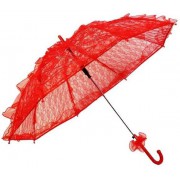 Kırmızı Dantelli Bayan Aksesuarı, Ucuz Gelin Damat Kına Şemsiyesi