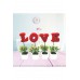 Kırmızı Love Yazılı Saksı, Dekoratif Süs 4 Lü Yapay Çiçek - Parti Dolabı