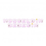 Kız Bebek Pembe Hoşgeldin Bebeğim Yazısı, Doğum Odası Banner Süsü