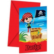 Korsan 6 Davetiye + 6 Zarf İngilizce Doğum Günü Parti Kartı