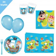 Korsan Partisi Pirates 24 Kişilik 12 Parça Doğum Günü Seti malzemeleri