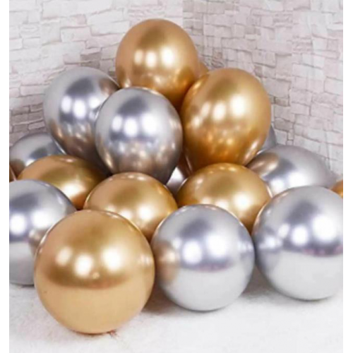 Krom Parlak Metalik Gümüş-Gold ( Altın) Renk 10'Lu Balon