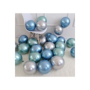 Krom Parlak Metalik Yeşil-Mavi-Gümüş Renk 10'Lu Balon ( 3'Lü Renk Seti )
