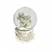Küçük Boy Beyaz Melek Figürlü Işıklı Kar Küresi, Hediyelik Dekor