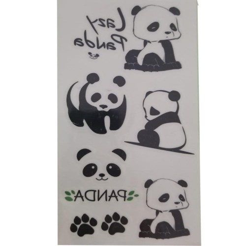 Minimal Panda Geçici Dövme Seti, Sticker Sevimli Panda Tattoo - Parti Dolabı