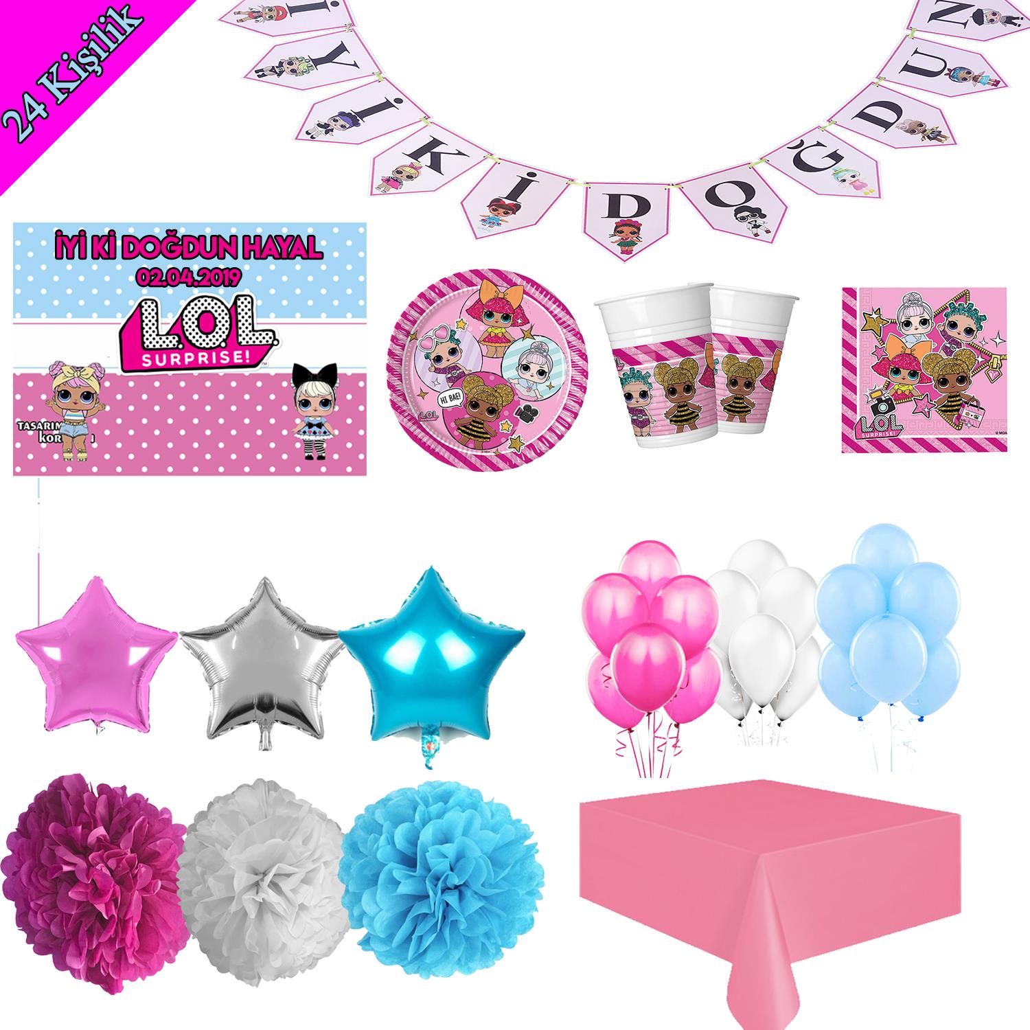 Lol Bebek Doğum Günü Tabak Bardak Balon Süsleri Seti