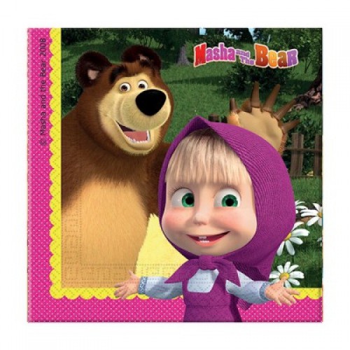 Maşa İle Ayı 20li Peçete 33x33 Doğum Günü Parti Masha and Bear - Parti Dolabı