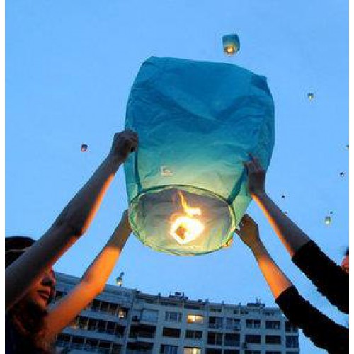 Mavi Uçan Dilek Feneri Özel Gün Dilek Balonu Kandili - Parti Dolabı