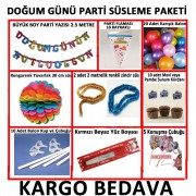 Mavi Erkek Doğum Günü Parti Malzeme Paketi+20 Karışık Balon 14 Parça Set