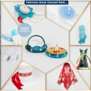 Mavi Lüks Kına Gecesi Süsleri, Şık Kına Malzemeleri Paketi