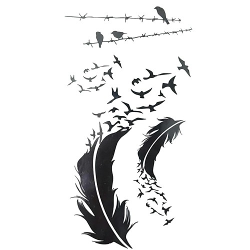 Tüy ve Kuş Geçici Dövme Seti, Sticker Mini Tattoo Desenleri - Parti Dolabı