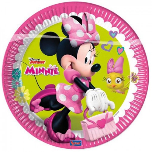 8 Adet Minnie Mouse Doğum Günü Plastik Parti Tabağı - Parti Dolabı