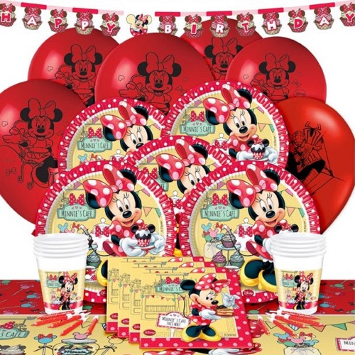 16 Kişi Minnie Mouse Doğum Günü Parti Süsleri Malzemeleri Paketi - Parti Dolabı