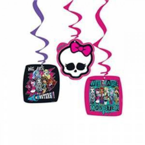 Monster High 3'lü Yaylı Set Asma İp Süs Doğum Günü - Parti Dolabı