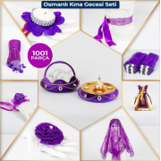 Mor Lüks Kına Gecesi Süsleri, Şık Kına Malzemeleri Paketi