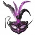 Mor Taşlı, Tüylü Kadın Parti Balo Dantelli Venedik Göz Maskesi