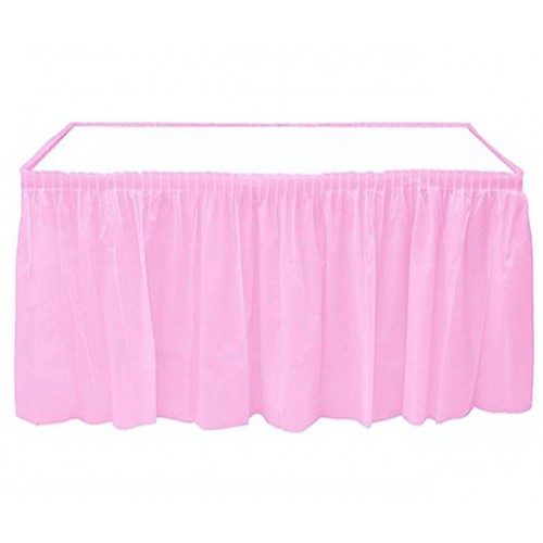 Pembe Skirt Masa Eteği Masa Yanlarında Fırfır 74 cm x 426 cm - Parti Dolabı