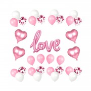 Pembe Yıldönümü Bekarlığa Veda Partisi Süslemeleri Kalp Balon Set