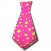 Plastik Pembe Renkli Sarı Yıldız Şekilli Animasyon Parti Kravatı