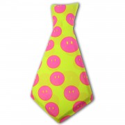 Plastik Sarı Renkli Pembe Gülen Surat Şekilli Parti Kravatı