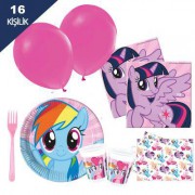 Pony , poni 16 Kişilik Doğum Günü Parti Seti malzemeleri paketi