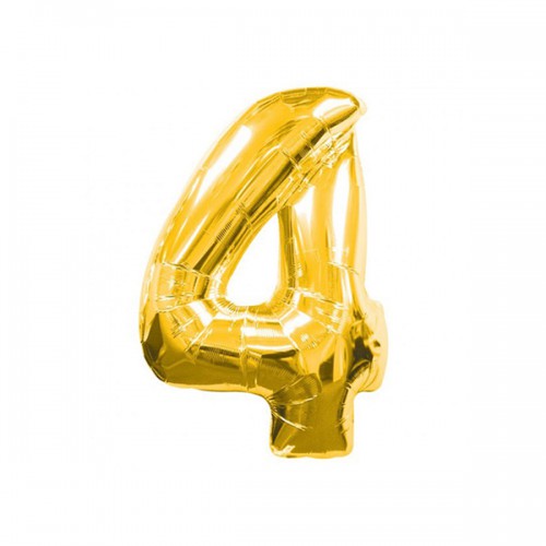 Rakam Folyo Balon 4 Rakamı Büyük Boy Balon Altın Sarısı /Dore 100CM