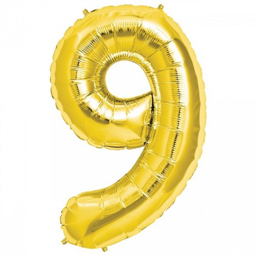 Rakam Folyo Balon 9 Rakamı Büyük Boy Balon Altın Sarısı/Dore 100CM