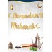 Ramadan Mubarak Yazısı Kaligrafi Banner Gold Renkli Ramazan Bayramı Altın Renginde Süs 200x20 Cm