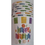 Renkli Happy Birthday 8li Bardak Doğum Günü Parti Bardağı