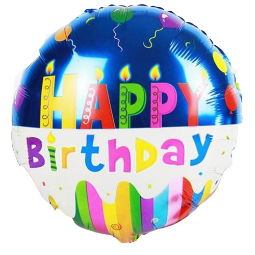 Renkli Happy Birthday Yazılı Folyo Balon 45cm Helyumla Uçan