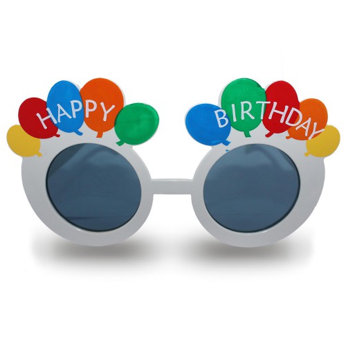1 Adet Renkli Happy Birthday Yazılı Beyaz Cupcake Parti Gözlüğü - Parti Dolabı
