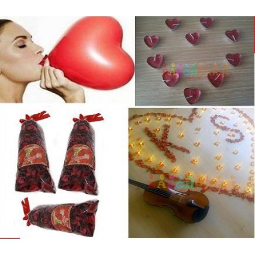 Romantik Sürpriz Gül Yapraklı Süsleme 1000 Gül+20 balon+20 mum - Parti Dolabı