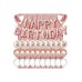 Rose Gold Pembe Happy Birthday Ve Kalp Folyo Ve 30 Rose Beyaz Şeffaf Balonlu Arka Fon Perde Set - Parti Dolabı