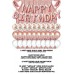 Rose Gold Pembe Happy Birthday Ve Kalp Folyo Ve 30 Rose Beyaz Şeffaf Balonlu Arka Fon Perde Set - Parti Dolabı