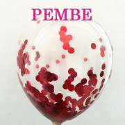 Şeffaf Balon içi Koyu Pembe Konfeti Malzemeleri, Masa Süsleri vb.