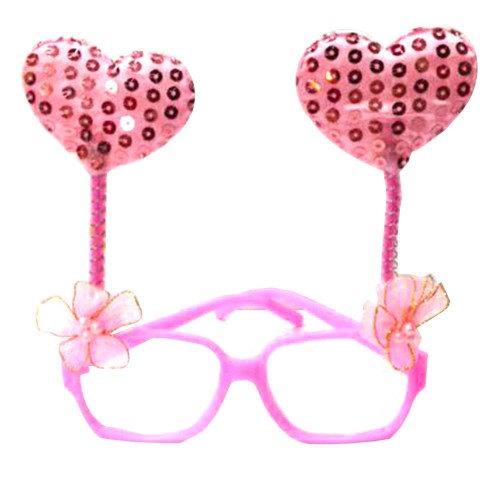 Şeker Pembe Kalpli Gözlük, Pullu Çılgın Doğum Günü Parti Gözlüğü - Parti Dolabı