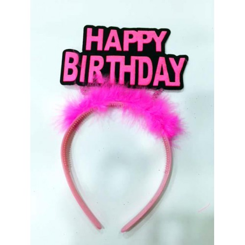 Şeker Pembe Simli Happy Birthday Yazılı Taç Doğum Günü Parti Tacı - Parti Dolabı