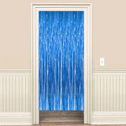 Simli Uzun Açık Mavi 2m Kapı Parti Perdesi Parlak Duvar Püskülü