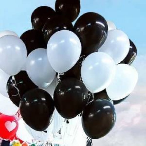 Siyah Beyaz Renklerinde Balon 25 25 Toplam 50 Adet - Parti Dolabı