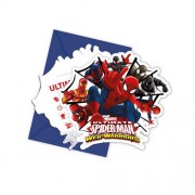 Spiderman 6 Davetiye+6 Zarf Örümcek Adam Doğum Günü Parti Kartı