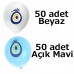 50 Mavi 50 Beyaz Nazar Boncuklu Sünnet Balon 100 lü - Parti Dolabı