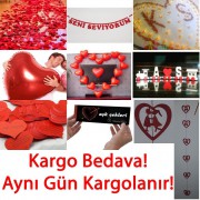 Sürpriz Romantik İlginç Evlilik Yıl Dönümü Paketi: Süs, Malzemesi  Yazı, Balon vs.