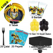 Transformers bumble bee 8 Kişilik Doğum Günü Parti Seti malzemeleri paketi