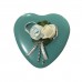 Turkuaz-Mint Yeşili Metal Kalp Kutu, 7x7 cm Sevgiliye Hediyelik - Parti Dolabı