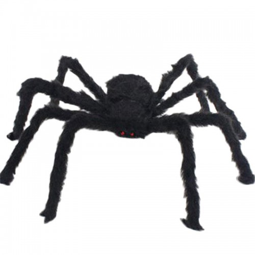 Tüylü Siyah Büyük Şaka Örümcek, Cadılar Bayramı Halloween Dekoru - Parti Dolabı