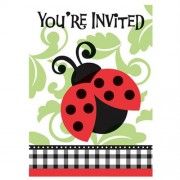 Uğur Böceği Doğum Günü Parti Davetiyesi, 8 Zarf+8 Davetiye