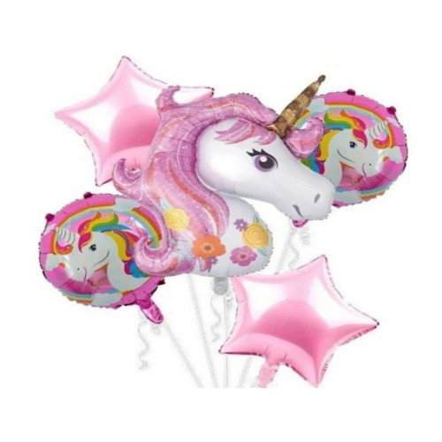 Unicorn Folyo Balon Seti Pembe 5 Li Set